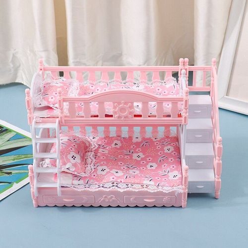Maison De Poupée Pour Barbie, Accessoires De Poupée, Simulation De Meubles Européens, Lit Double De Princesse Avec Des Escaliers, Jouets