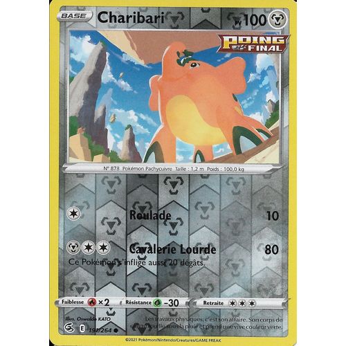 Carte Pokémon Reverse/ Brillante Charibari Pv 100 191/264 - Carte Commune - Épée Et Bouclier - Poing De Fusion