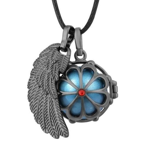 Bola De Grossesse Cage Fleur Et Aile D'ange Carillon Bleu