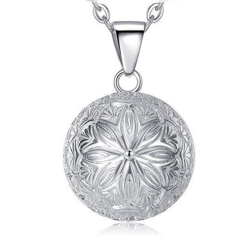 Collier Bola De Grossesse Fleur Plaqué Argent