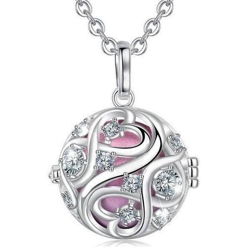 Bola De Grossesse N¿Ud Infini Avec Cristaux Grelot Rose * Longueur Collier : 114 Cm * Matière Pendentif : Cuivre, Plaqué Argent *