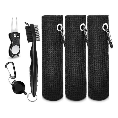 Golf Club Cleaner Kit, 3 Golf Towels, Golf Club Cleaning Brush,Golf Divot Repair Tool,Golf Club Cle