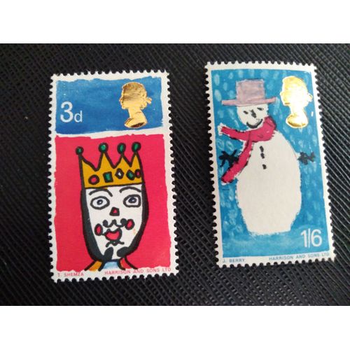 Timbre Angleterre Yt 461 - 462 Noël - Peintures Pour Enfants 1966 ( 060706 )