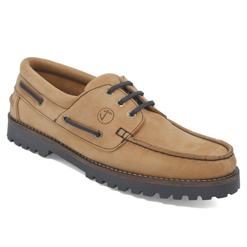 Chaussures Bateau Pour Homme Seajure Lamu En Cuir Nubuck Camel Et Marron