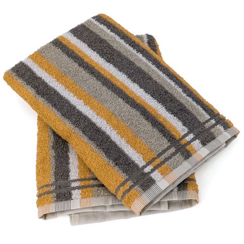 Lot De 2 Torchons De Cuisine 50x50cm 100% Coton City Jaune