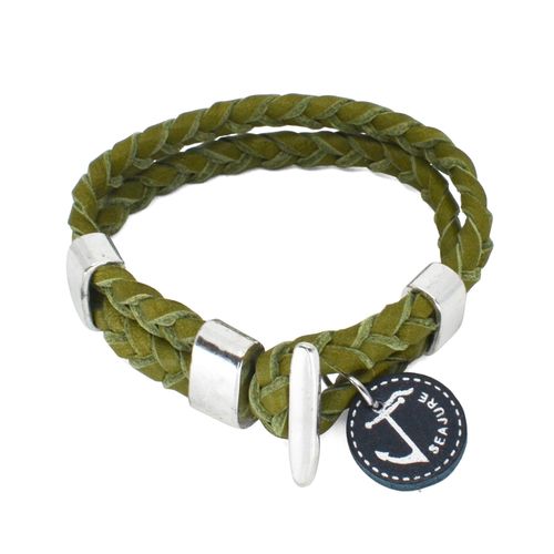 Bracelet Nautique Boracay Seajure En Cuir Tressé Vert