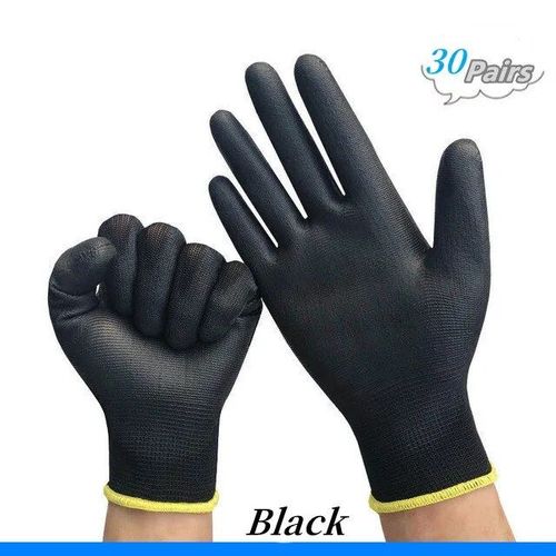 Gants De Travail De Sécurité En Nylon Pu,Spéciaux,Revêtus De Paume,Fournitures De Travail Pour Charpentier,1 À 50 Paires - Type Black 30 Pairs-L
