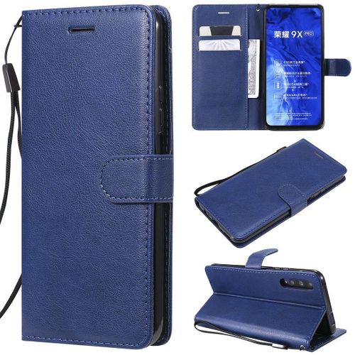 Saturcase Coque Pour Huawei Y9s, Pu Cuir Magnétique Flip Portefeuille Support Porte-Carte Protecteur Housse Étui Avec Dragonne Pour Huawei Y9s (Bleu)