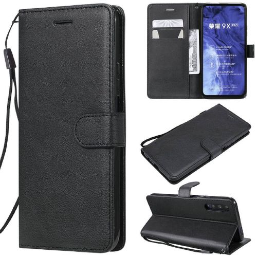 Saturcase Coque Pour Huawei Y9s, Pu Cuir Magnétique Flip Portefeuille Support Porte-Carte Protecteur Housse Étui Avec Dragonne Pour Huawei Y9s (Noir)