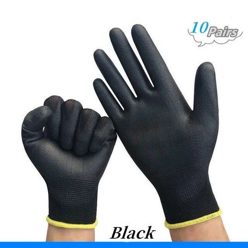 Gants De Travail De Sécurité En Nylon Pu,Spéciaux,Revêtus De Paume,Fournitures De Travail Pour Charpentier,1 À 50 Paires - Type Black 10 Pairs-L