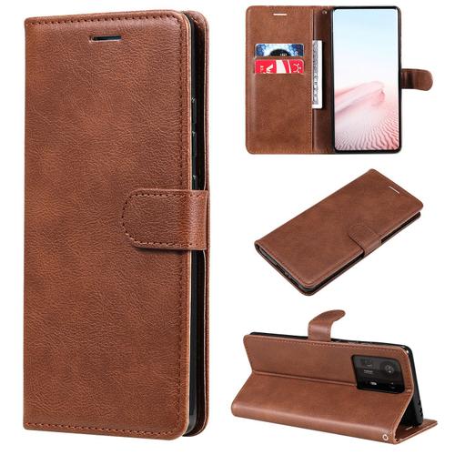 Saturcase Coque Pour Xiaomi Mi Mix 4, Pu Cuir Magnétique Flip Portefeuille Support Porte-Carte Protecteur Housse Étui Avec Dragonne Pour Xiaomi Mi Mix 4 (Marron)