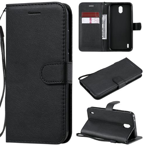 Saturcase Coque Pour Nokia 1.3, Pu Cuir Magnétique Flip Portefeuille Support Porte-Carte Protecteur Housse Étui Avec Dragonne Pour Nokia 1.3 (Noir)