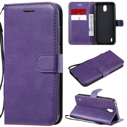 Saturcase Coque Pour Nokia 1.3, Pu Cuir Magnétique Flip Portefeuille Support Porte-Carte Protecteur Housse Étui Avec Dragonne Pour Nokia 1.3 (Violet)