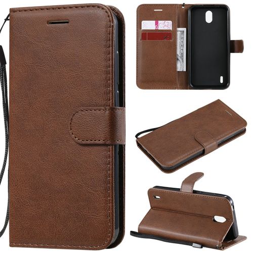 Saturcase Coque Pour Nokia 1.3, Pu Cuir Magnétique Flip Portefeuille Support Porte-Carte Protecteur Housse Étui Avec Dragonne Pour Nokia 1.3 (Marron)