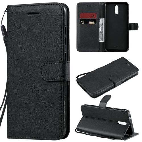 Saturcase Coque Pour Nokia 2.3, Pu Cuir Magnétique Flip Portefeuille Support Porte-Carte Protecteur Housse Étui Avec Dragonne Pour Nokia 2.3 (Noir)