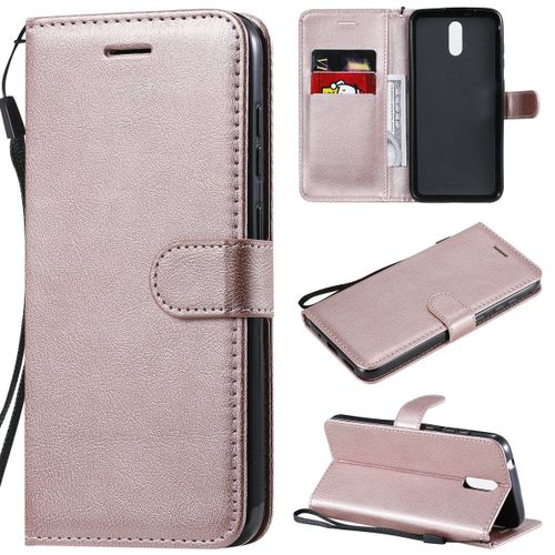 Saturcase Coque Pour Nokia 2.3, Pu Cuir Magnétique Flip Portefeuille Support Porte-Carte Protecteur Housse Étui Avec Dragonne Pour Nokia 2.3 (Or Rose)
