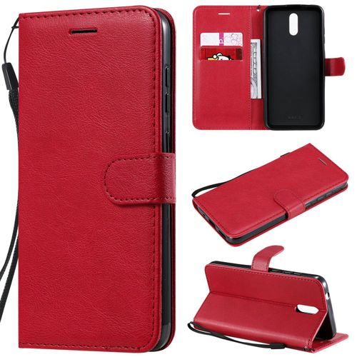 Saturcase Coque Pour Nokia 2.3, Pu Cuir Magnétique Flip Portefeuille Support Porte-Carte Protecteur Housse Étui Avec Dragonne Pour Nokia 2.3 (Rouge)
