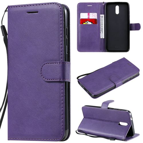 Saturcase Coque Pour Nokia 2.3, Pu Cuir Magnétique Flip Portefeuille Support Porte-Carte Protecteur Housse Étui Avec Dragonne Pour Nokia 2.3 (Violet)