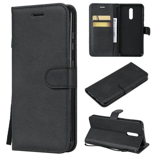 Saturcase Coque Pour Nokia 3.2, Pu Cuir Magnétique Flip Portefeuille Support Porte-Carte Protecteur Housse Étui Avec Dragonne Pour Nokia 3.2 (Noir)