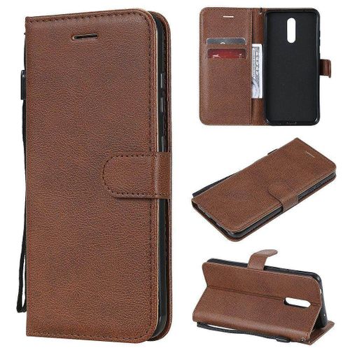Saturcase Coque Pour Nokia 3.2, Pu Cuir Magnétique Flip Portefeuille Support Porte-Carte Protecteur Housse Étui Avec Dragonne Pour Nokia 3.2 (Marron)