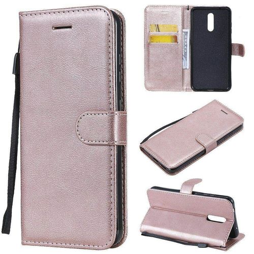 Saturcase Coque Pour Nokia 3.2, Pu Cuir Magnétique Flip Portefeuille Support Porte-Carte Protecteur Housse Étui Avec Dragonne Pour Nokia 3.2 (Or Rose)
