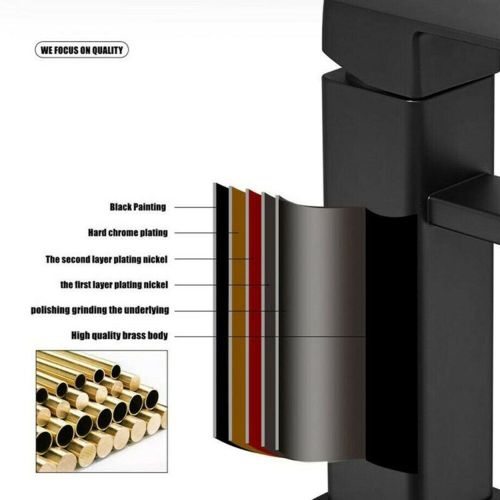 Buse pour robinet de salle de bains, cascade de comptoir d'évier robinet de salle de bains, robinet mitigeur de lavabo chromé carré, robinet Mono