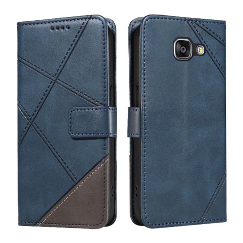 Flip Étui Pour Samsung Galaxy A3 2016 Étui De Protection De Téléphone En Cuir Avec Couture Diamant Et Fente Pour Carte De Haute Qualité - Bleu