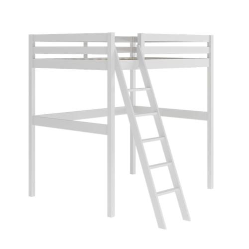 Lit Mezzanine 2 Places Bois Massif Blanc 140x190 Cm