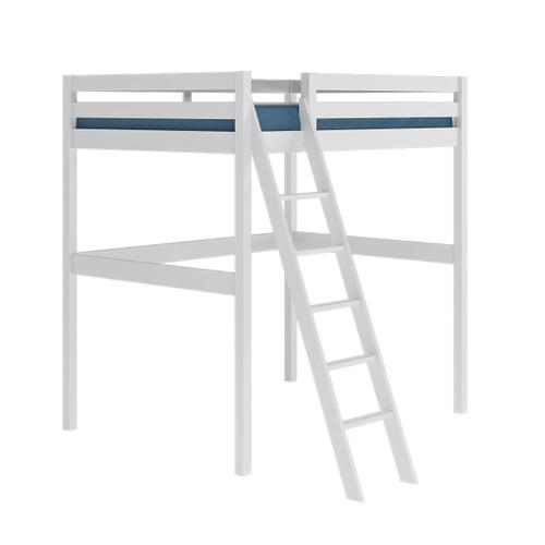 Pack Lit Mezzanine 2 Places Avec Matelas Bois Massif Blanc 140x190 Cm