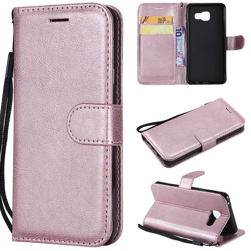 Saturcase Coque Pour Samsung Galaxy A3 2016, Pu Cuir Magnétique Flip Portefeuille Support Porte-Carte Protecteur Housse Étui Avec Dragonne Pour Samsung Galaxy A3 2016 (Or Rose)