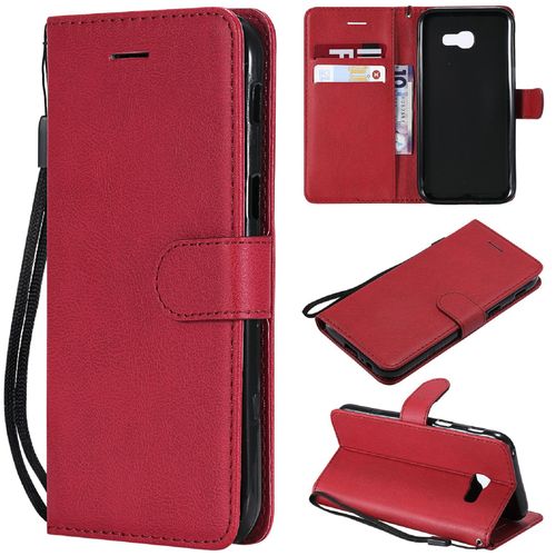 Saturcase Coque Pour Samsung Galaxy A5 2017, Pu Cuir Magnétique Flip Portefeuille Support Porte-Carte Protecteur Housse Étui Avec Dragonne Pour Samsung Galaxy A5 2017 (Rouge)