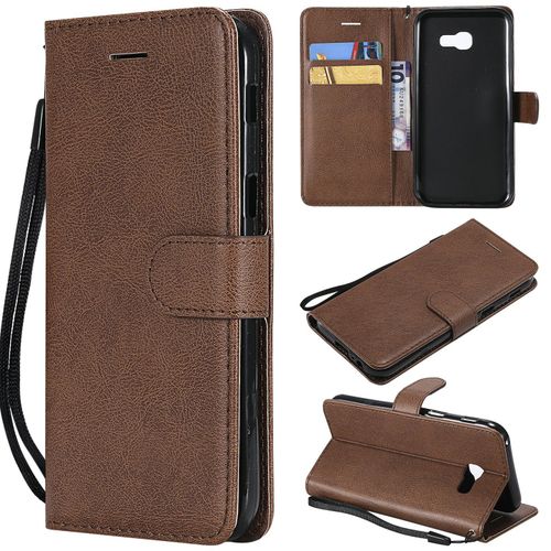 Saturcase Coque Pour Samsung Galaxy A5 2017, Pu Cuir Magnétique Flip Portefeuille Support Porte-Carte Protecteur Housse Étui Avec Dragonne Pour Samsung Galaxy A5 2017 (Marron)