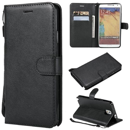 Saturcase Coque Pour Samsung Galaxy Note 3, Pu Cuir Magnétique Flip Portefeuille Support Porte-Carte Protecteur Housse Étui Avec Dragonne Pour Samsung Galaxy Note 3 (Noir)