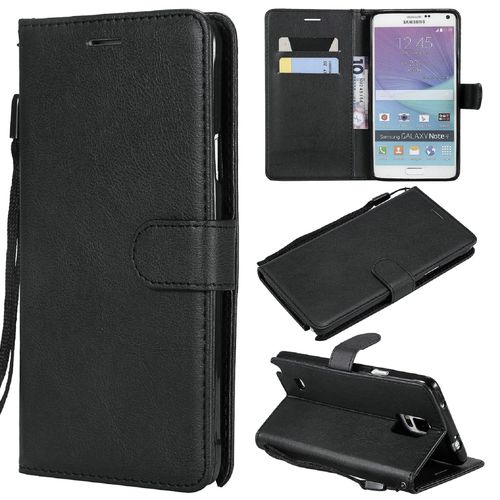 Saturcase Coque Pour Samsung Galaxy Note 4, Pu Cuir Magnétique Flip Portefeuille Support Porte-Carte Protecteur Housse Étui Avec Dragonne Pour Samsung Galaxy Note 4 (Noir)