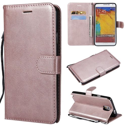 Saturcase Coque Pour Samsung Galaxy Note 3, Pu Cuir Magnétique Flip Portefeuille Support Porte-Carte Protecteur Housse Étui Avec Dragonne Pour Samsung Galaxy Note 3 (Or Rose)