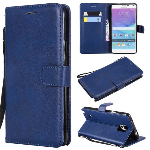 Saturcase Coque Pour Samsung Galaxy Note 4, Pu Cuir Magnétique Flip Portefeuille Support Porte-Carte Protecteur Housse Étui Avec Dragonne Pour Samsung Galaxy Note 4 (Bleu)