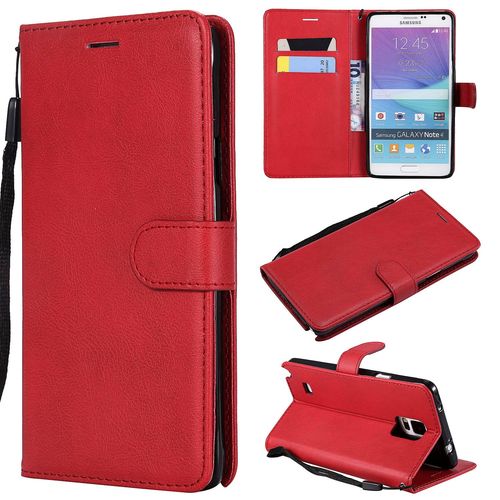 Saturcase Coque Pour Samsung Galaxy Note 4, Pu Cuir Magnétique Flip Portefeuille Support Porte-Carte Protecteur Housse Étui Avec Dragonne Pour Samsung Galaxy Note 4 (Rouge)