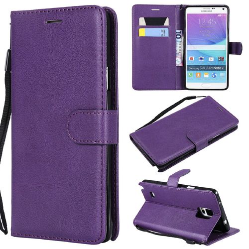 Saturcase Coque Pour Samsung Galaxy Note 4, Pu Cuir Magnétique Flip Portefeuille Support Porte-Carte Protecteur Housse Étui Avec Dragonne Pour Samsung Galaxy Note 4 (Violet)