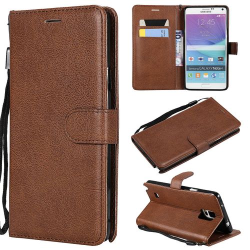 Saturcase Coque Pour Samsung Galaxy Note 4, Pu Cuir Magnétique Flip Portefeuille Support Porte-Carte Protecteur Housse Étui Avec Dragonne Pour Samsung Galaxy Note 4 (Marron)