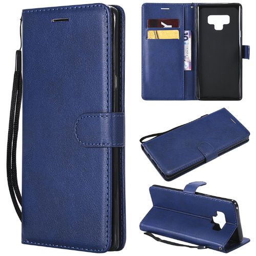 Saturcase Coque Pour Samsung Galaxy Note 9, Pu Cuir Magnétique Flip Portefeuille Support Porte-Carte Protecteur Housse Étui Avec Dragonne Pour Samsung Galaxy Note 9 (Bleu)