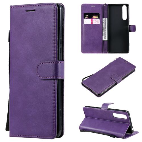 Saturcase Coque Pour Sony Xperia 1 Ii 2020, Pu Cuir Magnétique Flip Portefeuille Support Porte-Carte Protecteur Housse Étui Avec Dragonne Pour Sony Xperia 1 Ii 2020 (Violet)