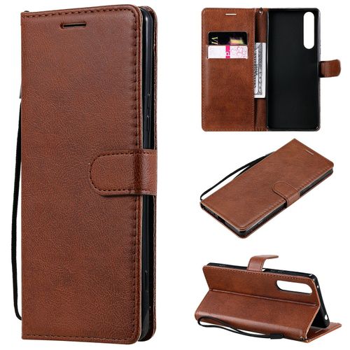 Saturcase Coque Pour Sony Xperia 1 Ii 2020, Pu Cuir Magnétique Flip Portefeuille Support Porte-Carte Protecteur Housse Étui Avec Dragonne Pour Sony Xperia 1 Ii 2020 (Marron)