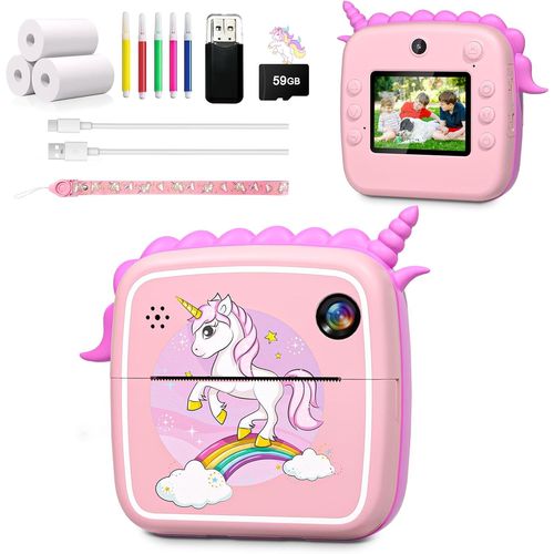 DuoDuoSnap Appareil Photo Enfant Instantanée, 59GB Caméras Vidéo Numériques, 1080P Appareil Photo pour Enfants avec 16X Zoom, Jouets pour 6 8 7 9 10 11 12 Ans Filles Garçons