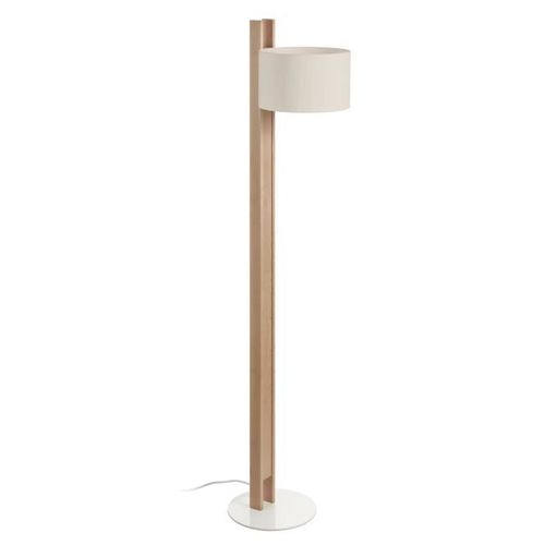 Lampadaire Compact E27 40w Algodón Beige Bois De Hêtre Bois - Usage Intérieur Sol - Hauteur 140,5cm
