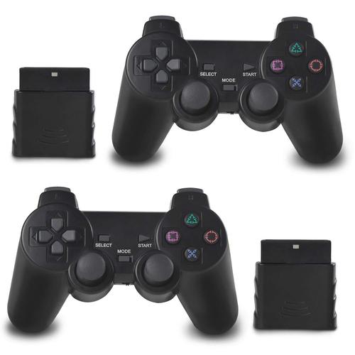Lot De 2 Manettes Sans Fil Pour Ps2 - Sony Playstation 2 - Moteurs À Double Vibration