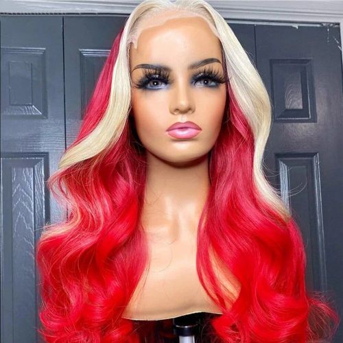 Perruque Synthétique Ondulée À Reflets Blonds Pour Femmes,En Fiber Résistante À La Chaleur,Pour Cosplay,Usage Quotidien - Type Colorful-18 Pouces 