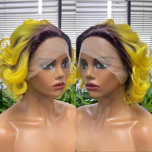Perruques Synthétiques Courtes Ondulées Pour Femmes,Perruques Avant En Dentelle,Installation Gratuite,Fibre Haute Température,Arc-En-Ciel,Cheveux Naturels À La Mode,03/Cosplay - Type 208-Zy-Hsrz
