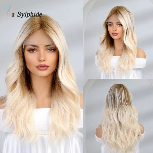 La Sylphide-Perruque Lace Front Synthétique Pour Femme,Perruque Blonde Longue Ondulée,Cosplay Party,Perruques Lace 03/Natural,Cheveux Heat Degré - Type Bl11001-1 
