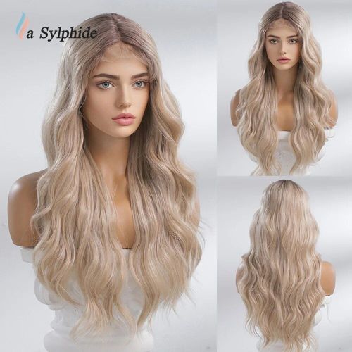 La Sylphide-Perruque Lace Front Synthétique Pour Femme,Perruque Blonde Longue Ondulée,Cosplay Party,Perruques Lace 03/Natural,Cheveux Heat Degré - Type Bl66030-1 