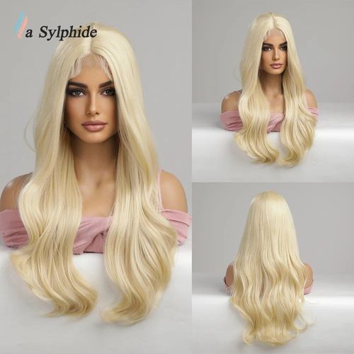 La Sylphide-Perruque Lace Front Synthétique Pour Femme,Perruque Blonde Longue Ondulée,Cosplay Party,Perruques Lace 03/Natural,Cheveux Heat Degré - Type Bl66040-9 